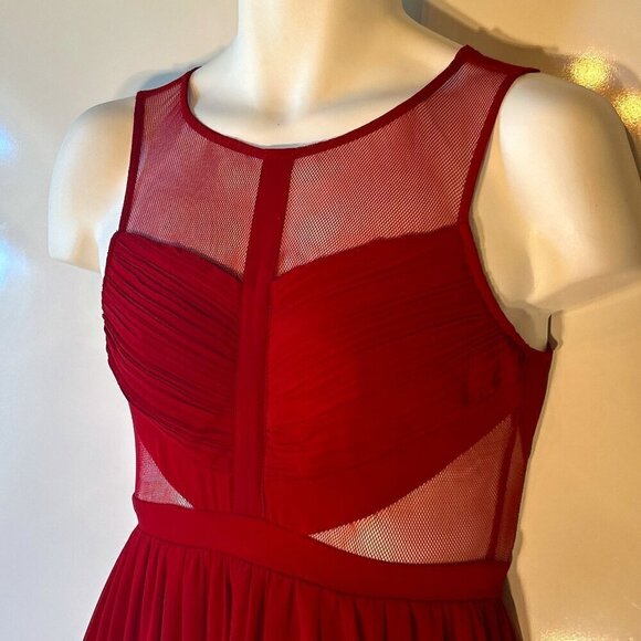 Maniju SZS Red Wine Mesh Cutout Grecian style maxi dress chic dressy comfy prom - Picture 2 of 10